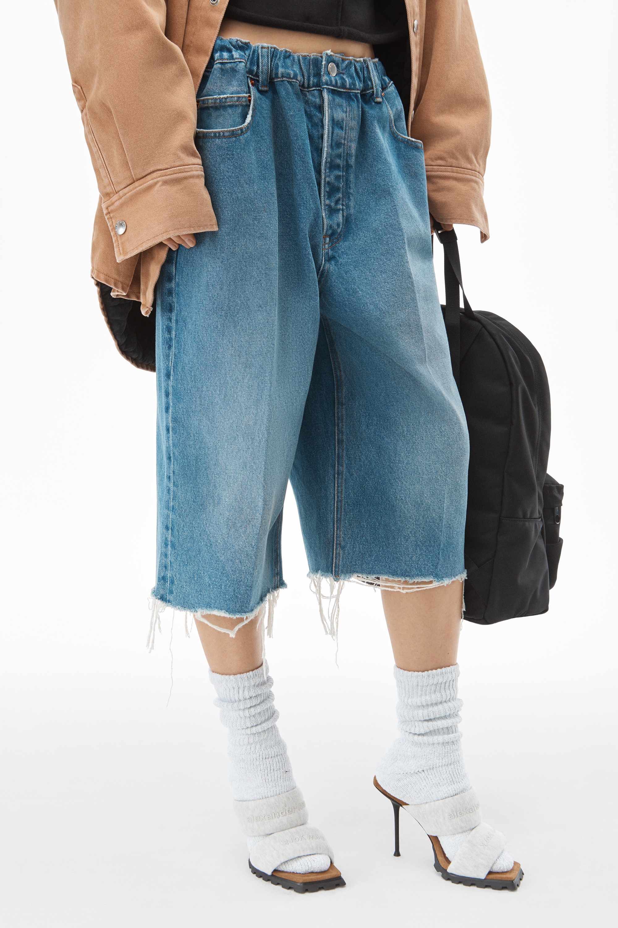 RUCHED WAIST CULOTTE IN DENIM - 3