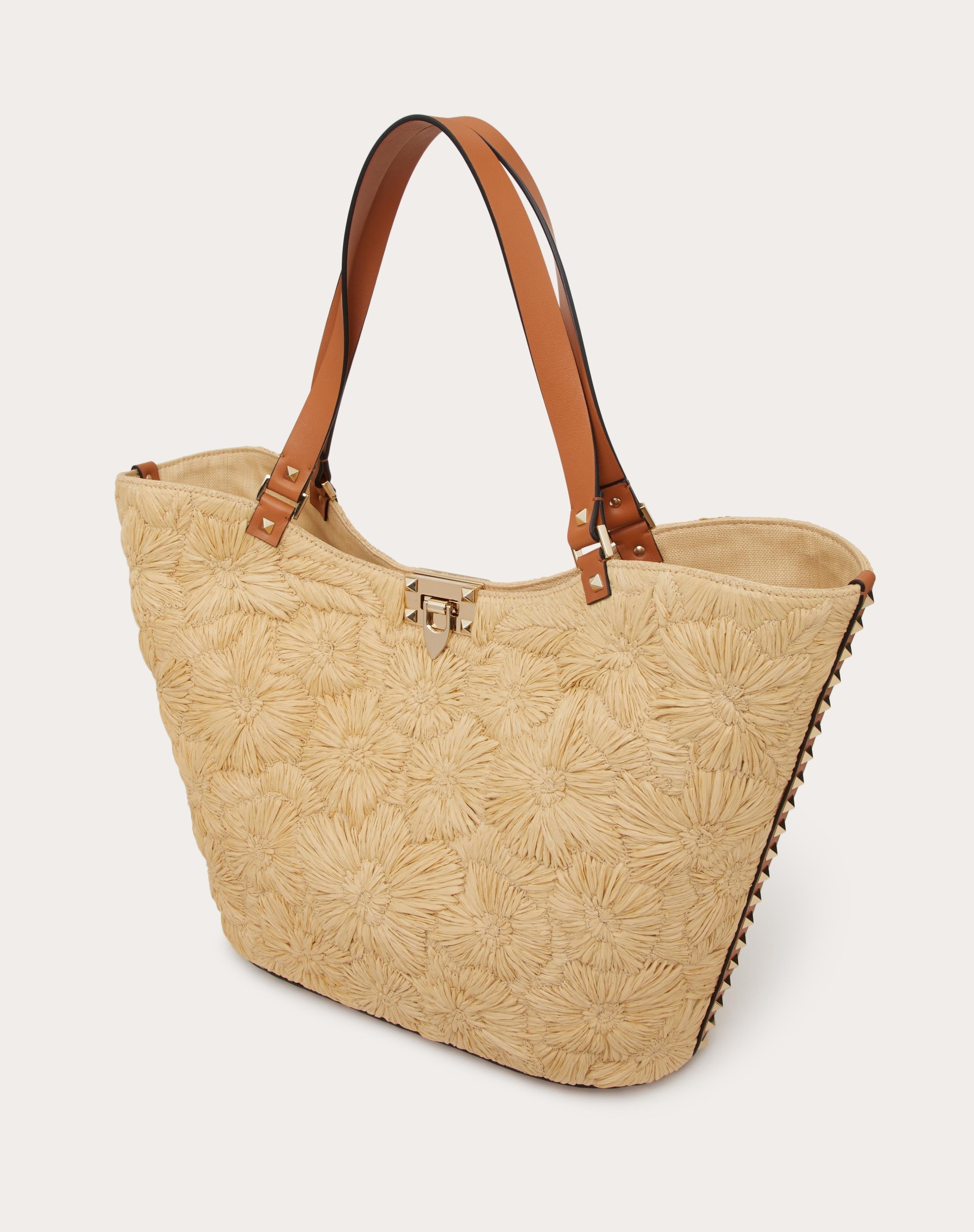 ROCKSTUD WOVEN RAFFIA SHOPPING BAG - 6