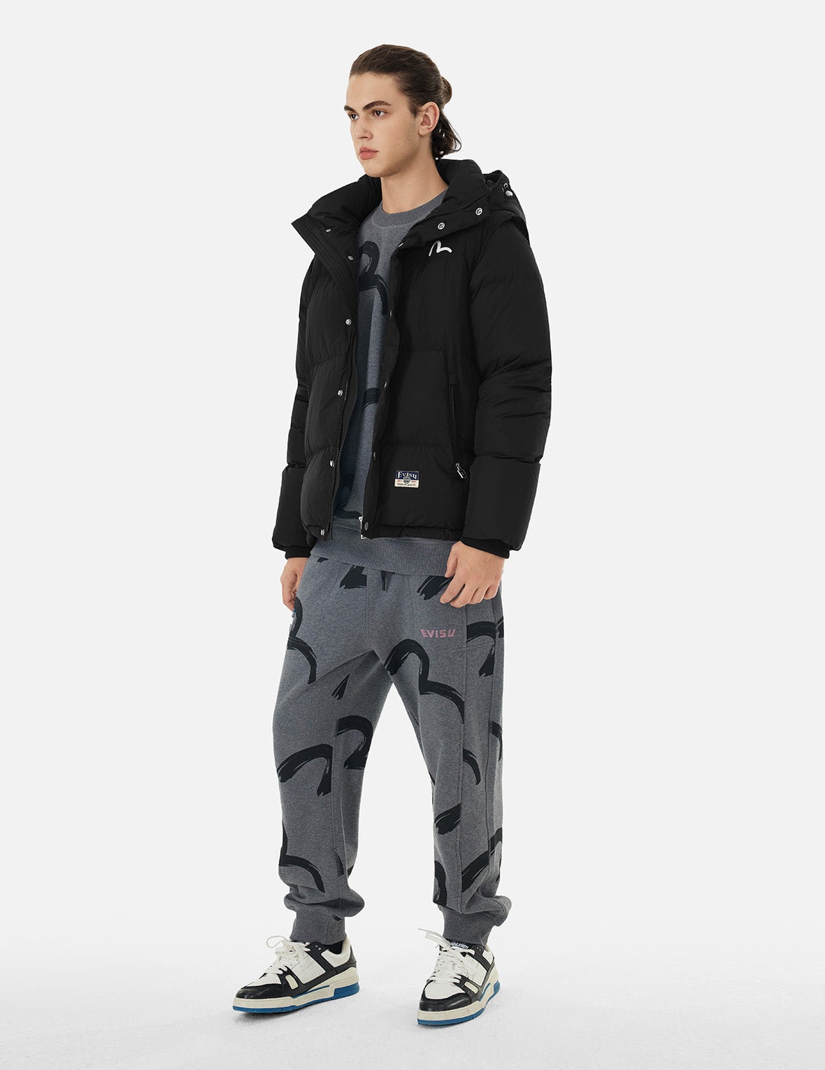 Seagull Embroidery Detachable Relax Fit Down Jacket - 3