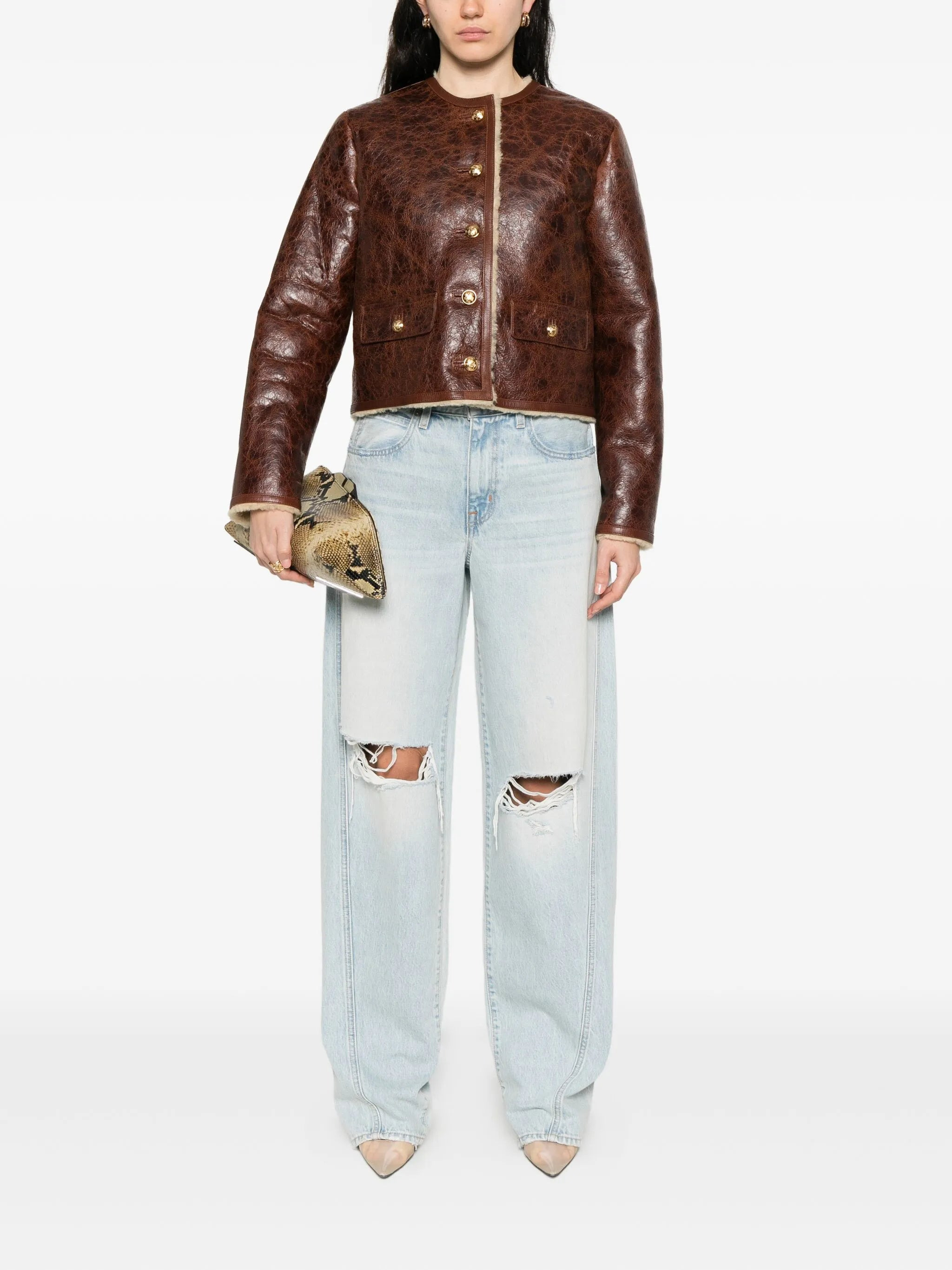 Nili Lotan Zanie Button Leather Jacket - 3
