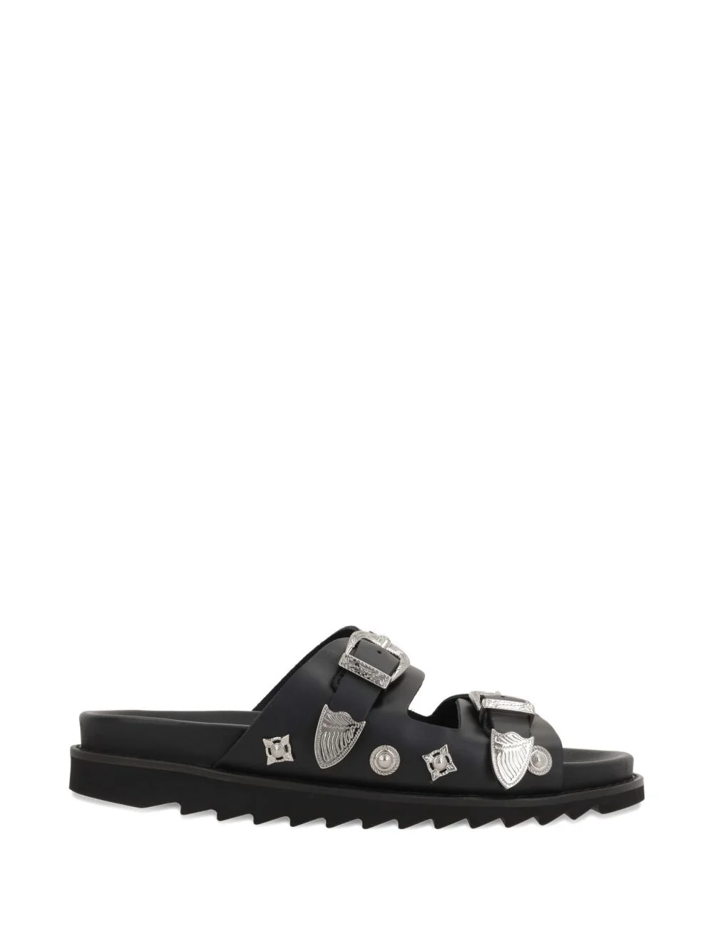 studded buckle-strap leather sandals - 1