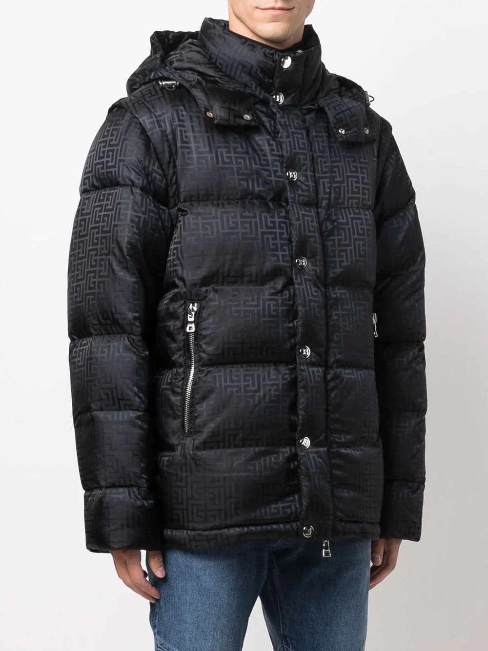 monogram-print padded jacket - 3