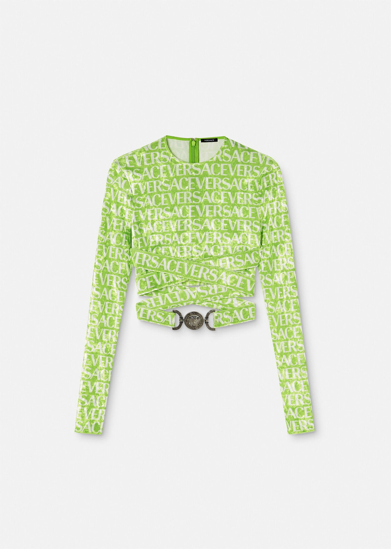Versace Allover Velvet Crop Top 1