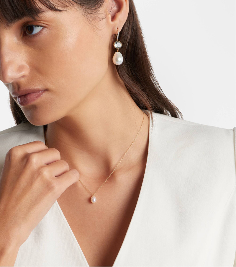 MATEO 14kt gold pendant necklace with pearl and diamond outlook