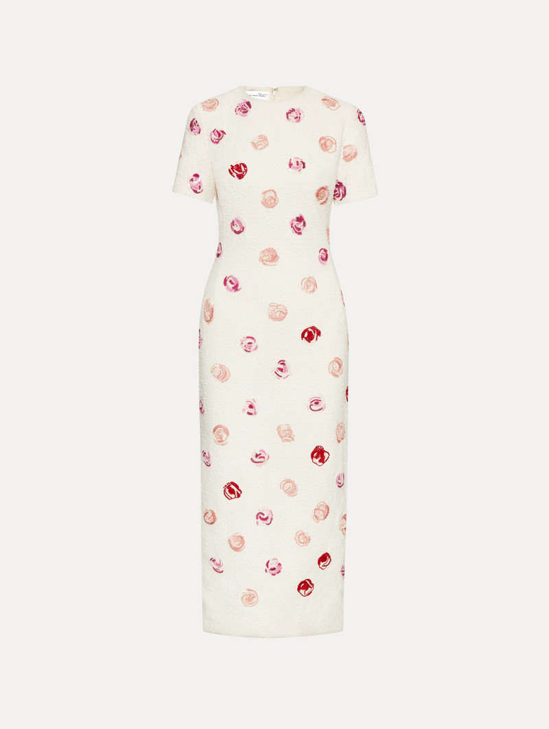 한국어 ROSE EMBROIDERED TWEED DRESS - 1
