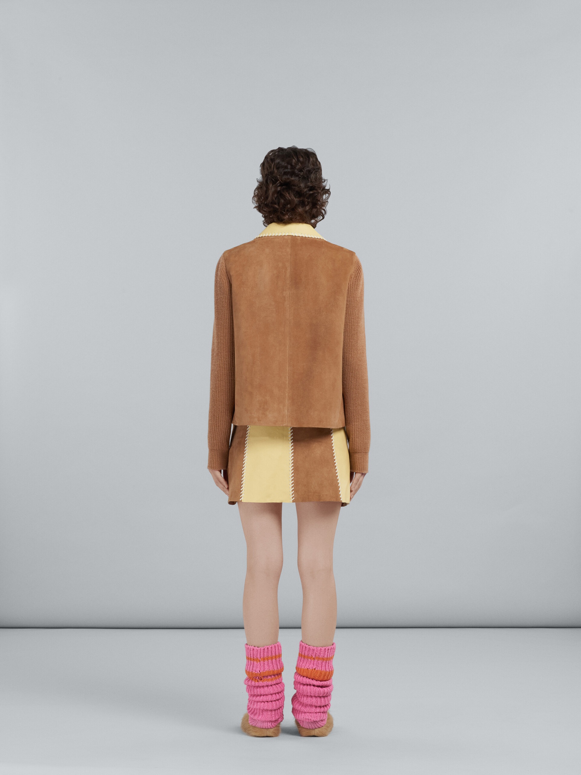 BROWN NAPPA AND SUEDE SKIRT - 3