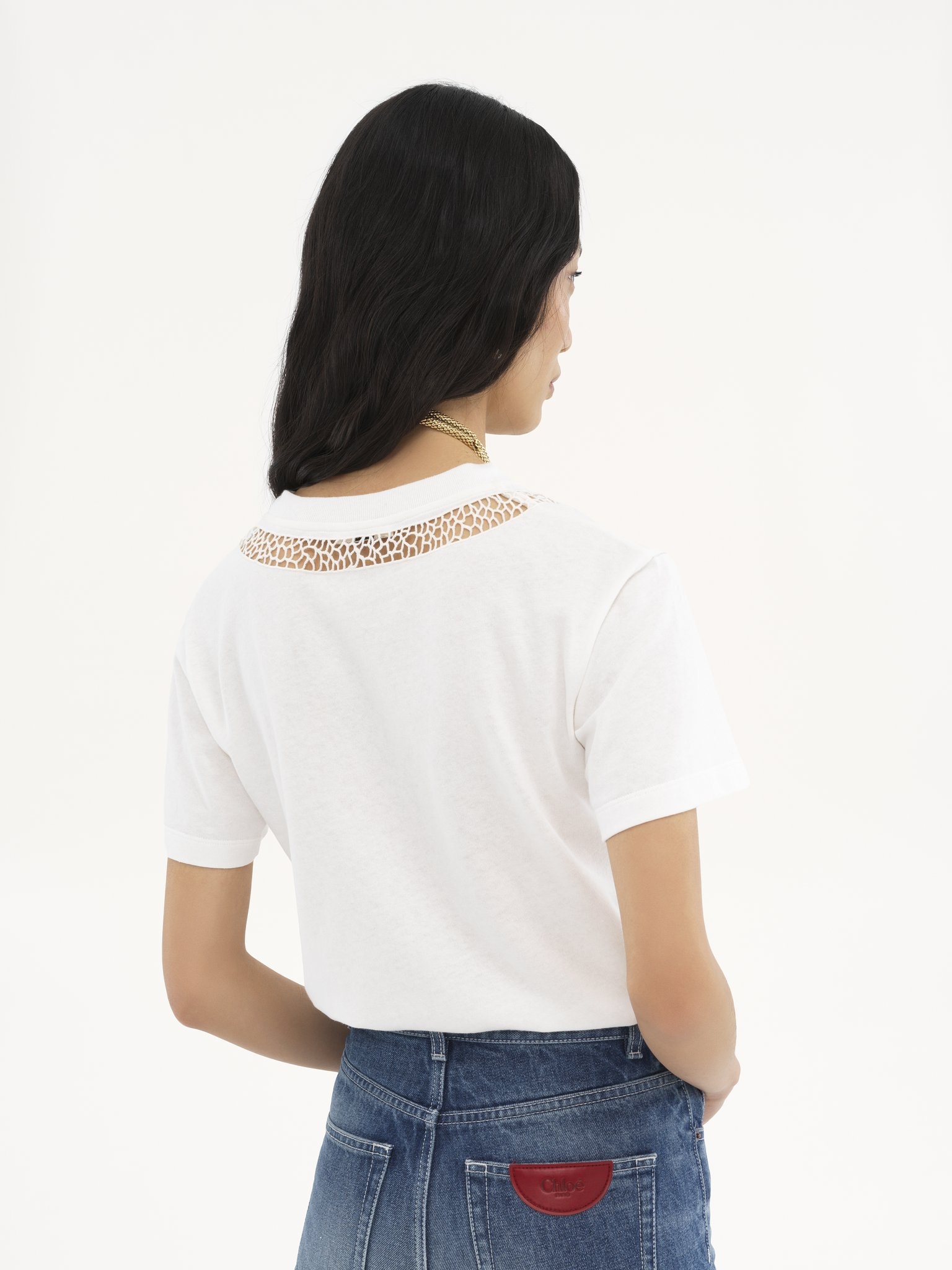 GUIPURE T-SHIRT IN COTTON JERSEY - 5