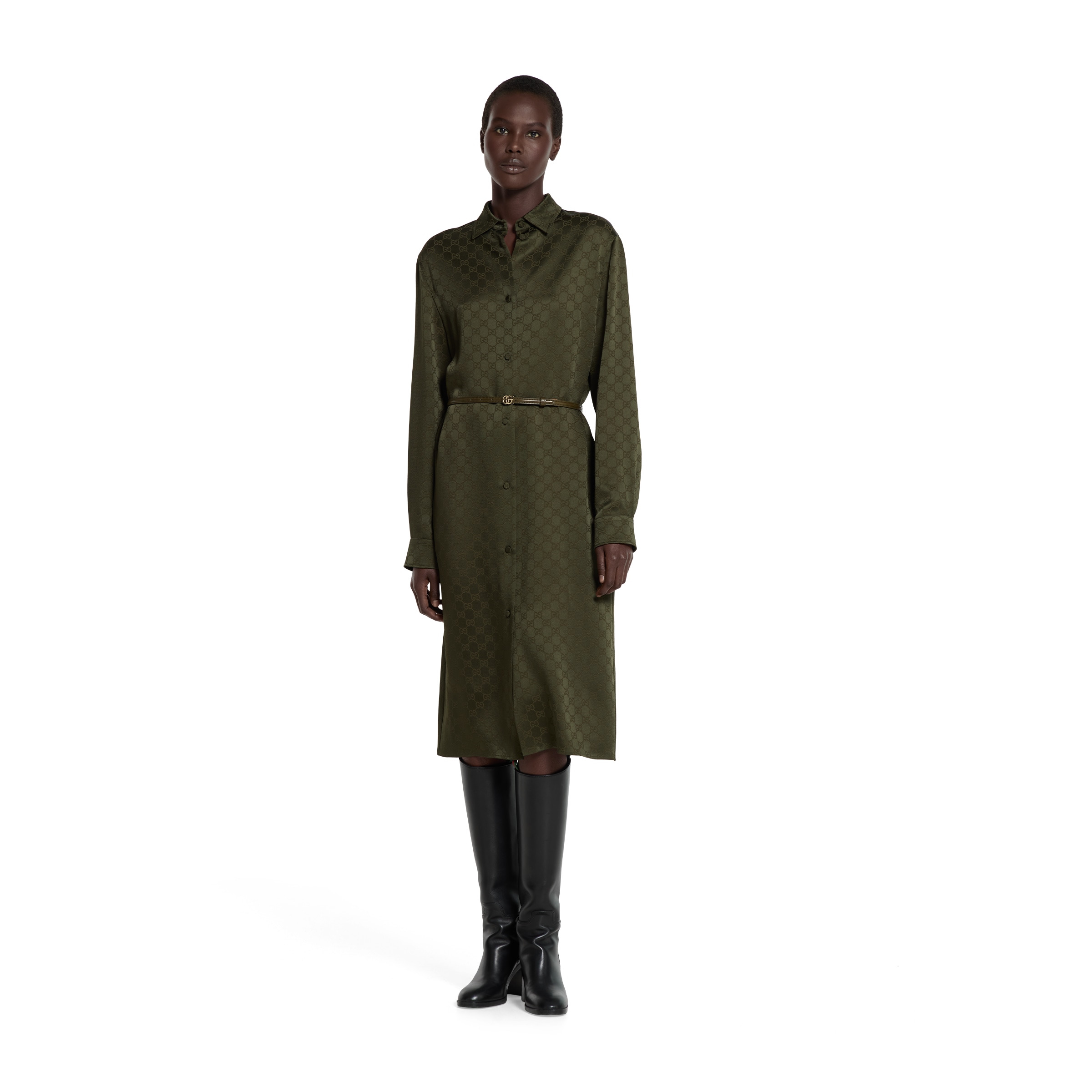 GG satin shirt dress - 2