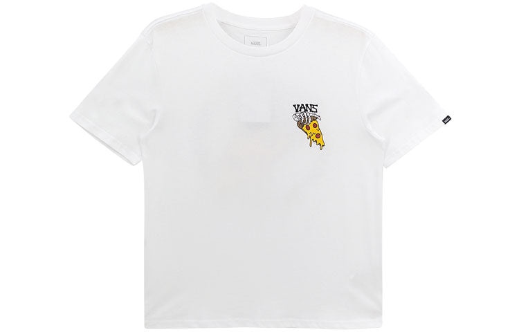 Men's Vans Skeleton Pizza Cartoon Printing Casual Round Neck Short Sleeve White VN0A5F3SWHT - 2