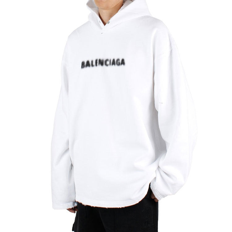 Balenciaga Blurred Logo Distress Hoodie 'White' 661711TKVD69040 - 5