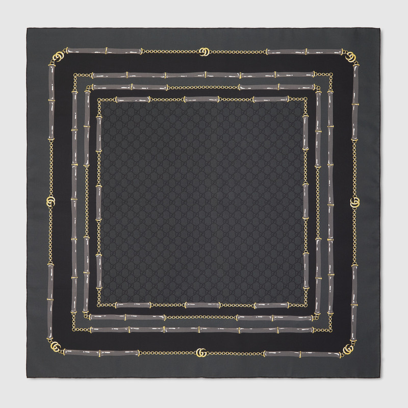 Printed GG silk jacquard carré 1