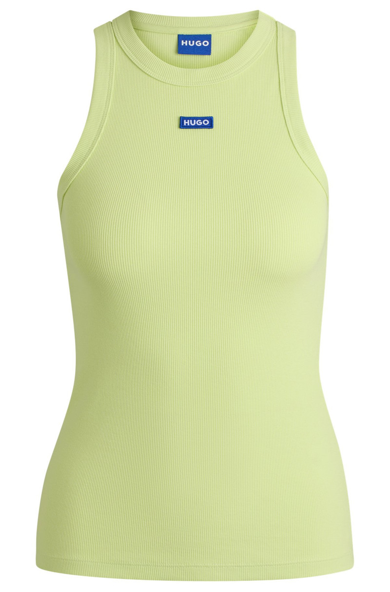 SLIM-FIT STRETCH-COTTON TOP WITH BLUE LOGO BADGE 1