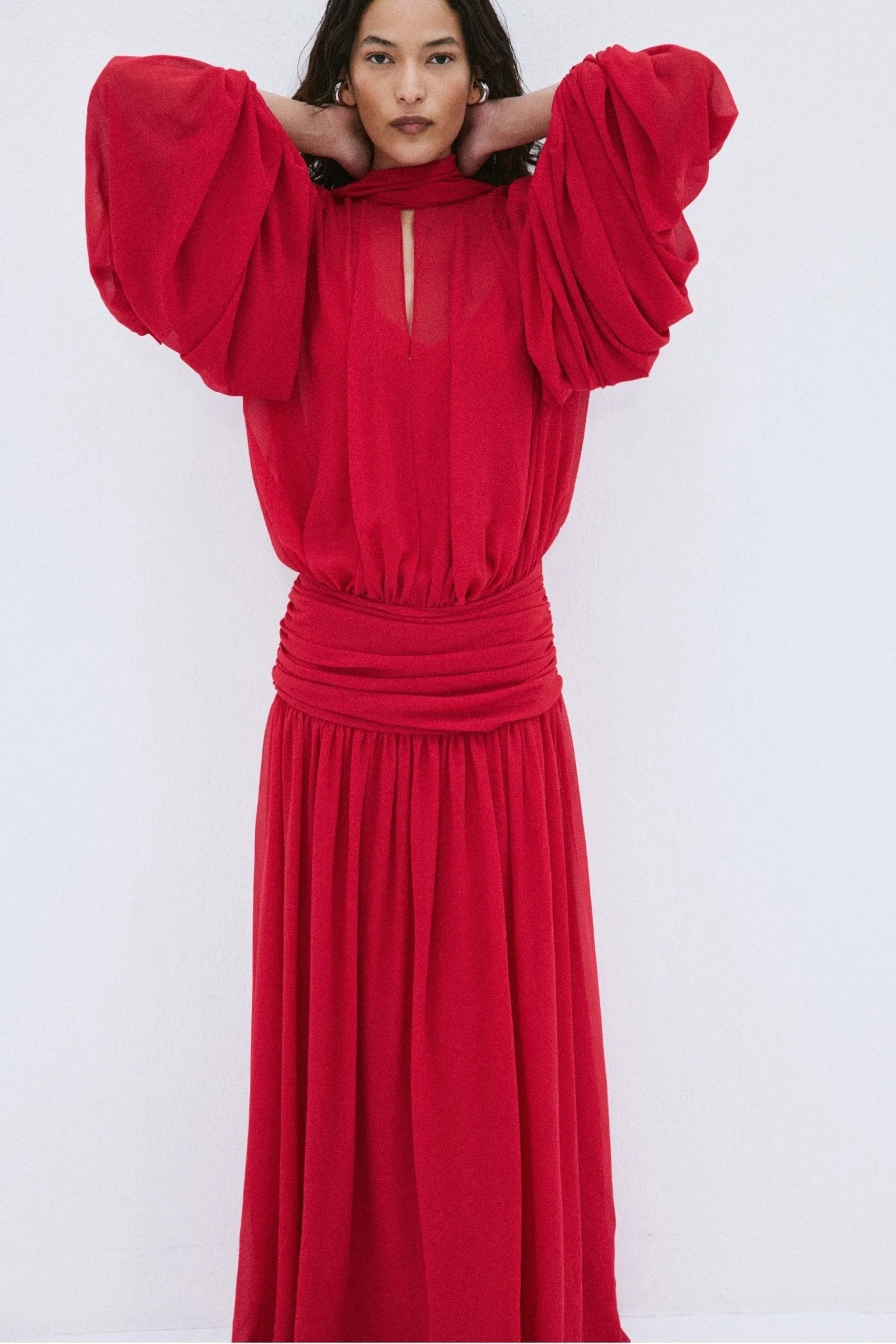 SOLANA MAXI DRESS IN RUBY RED CHIFFON - 1