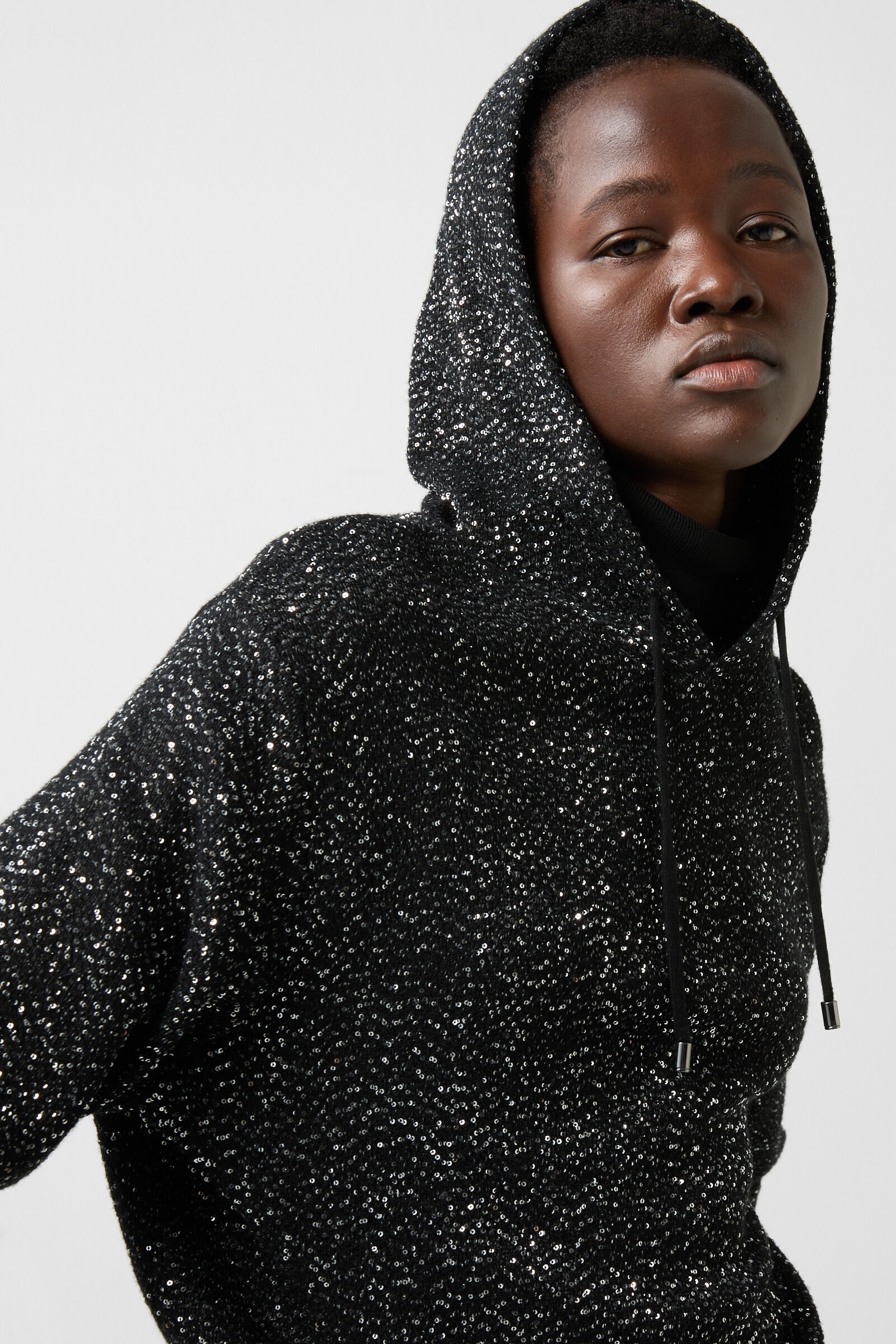 Ulli Sequinned hoodie in Black - 4