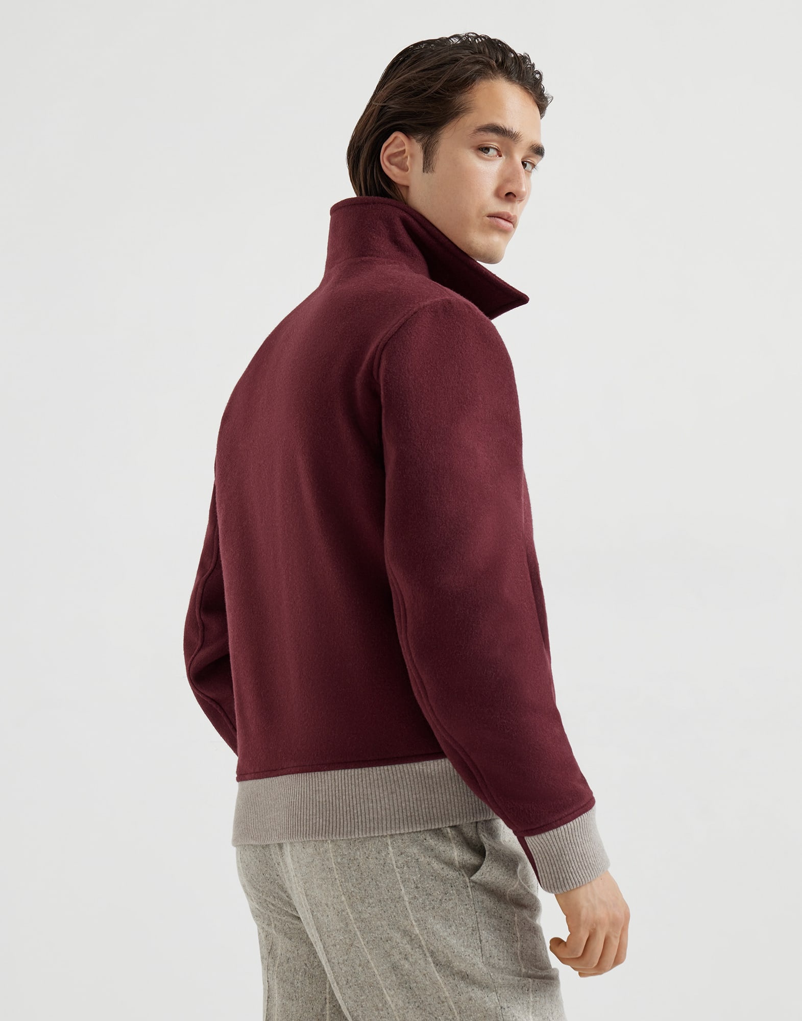 Wool flannel double cloth shirt-style bomber jacket - 2