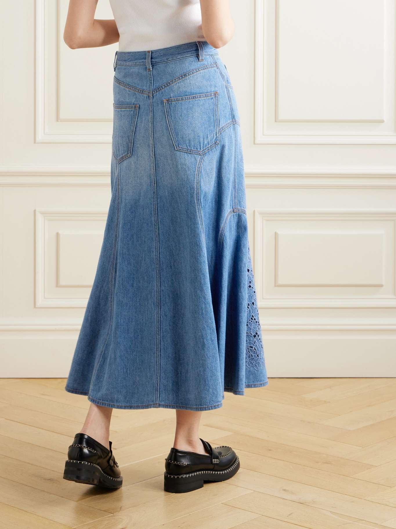 【関税&送料込】Chloe' Denim Midi Skirt Denim midi skirt in blue - Chloe | Mytheresa
