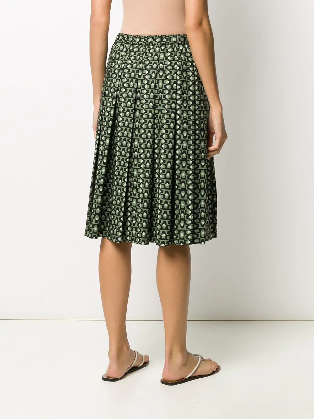 tile print pleated skirt - 4