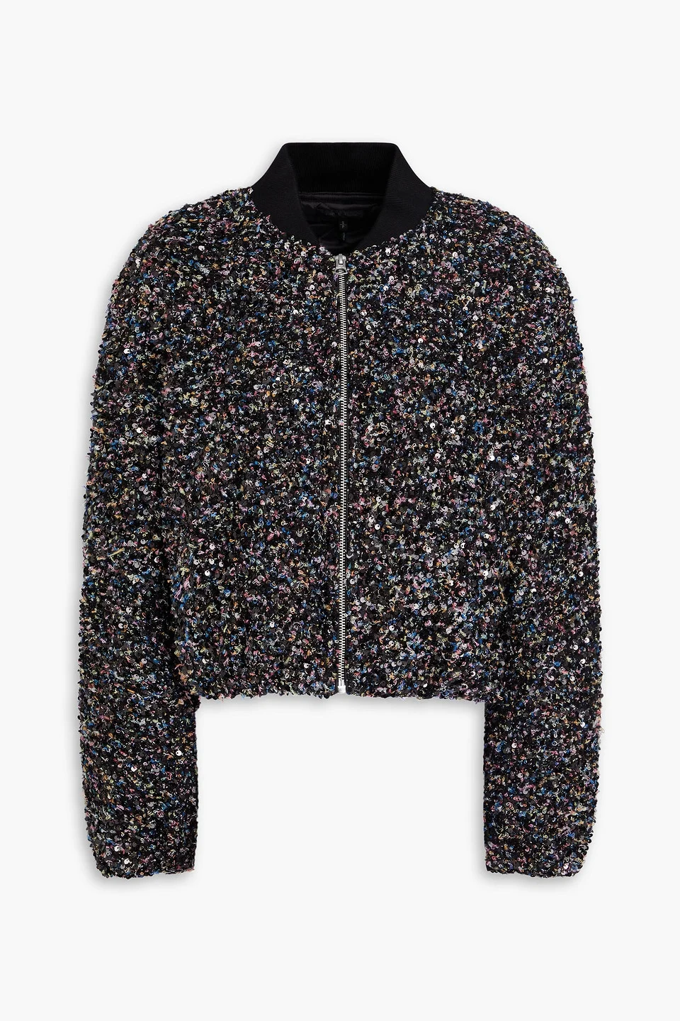 Samira sequin-embellished bouclé bomber jacket - 1