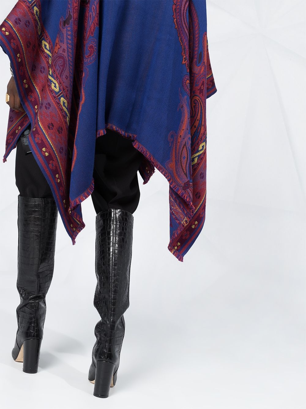 jacquard print poncho - 3