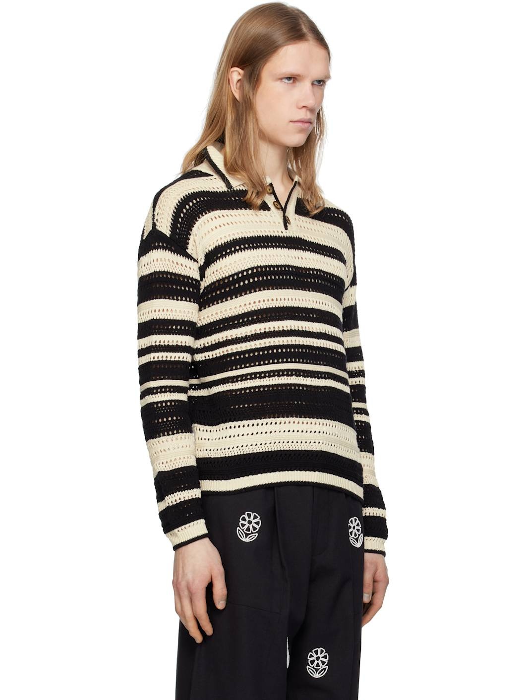 Black & White Crochet Polo - 2