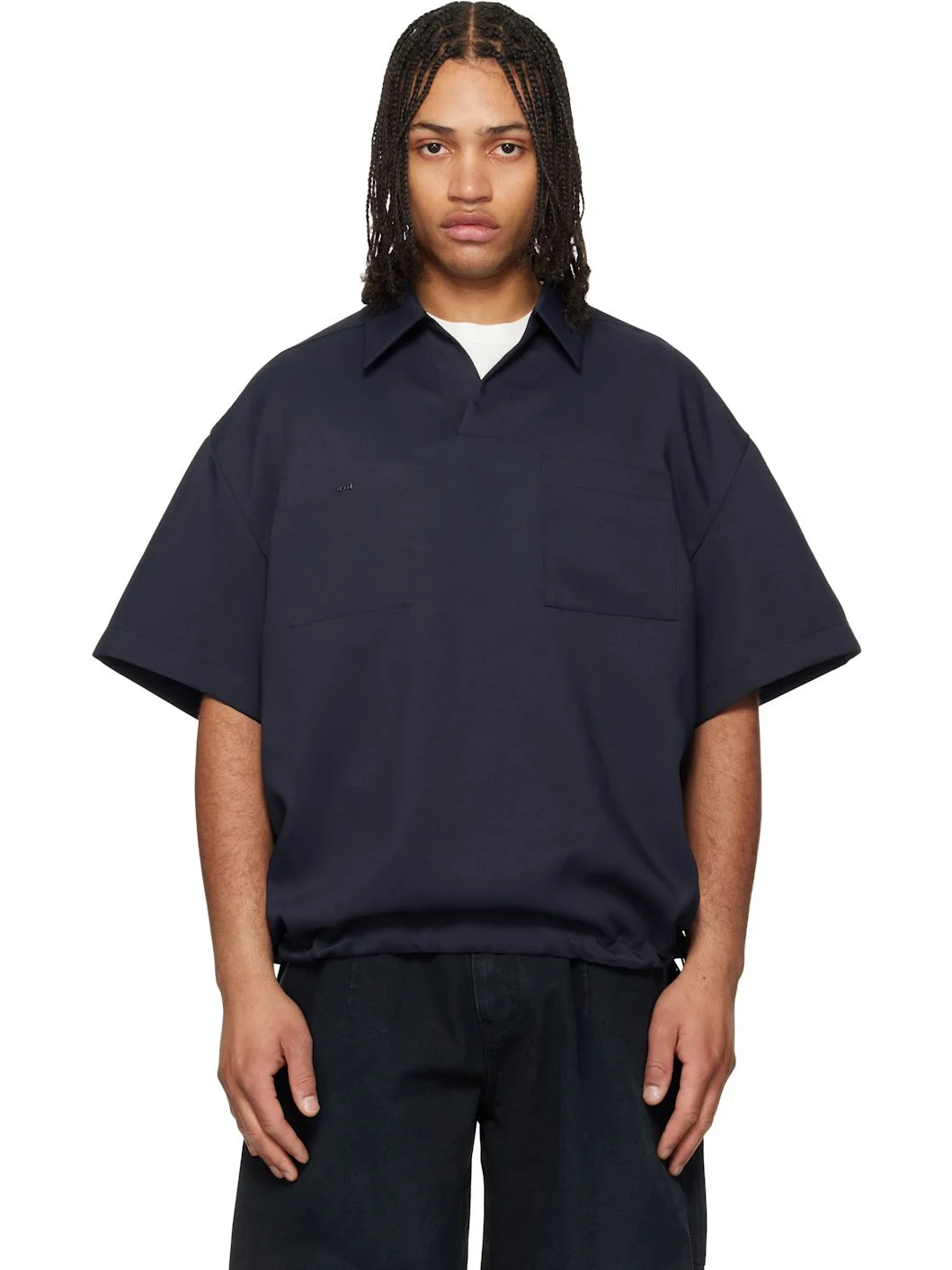 Navy Twill Patch Pocket Polo - 1