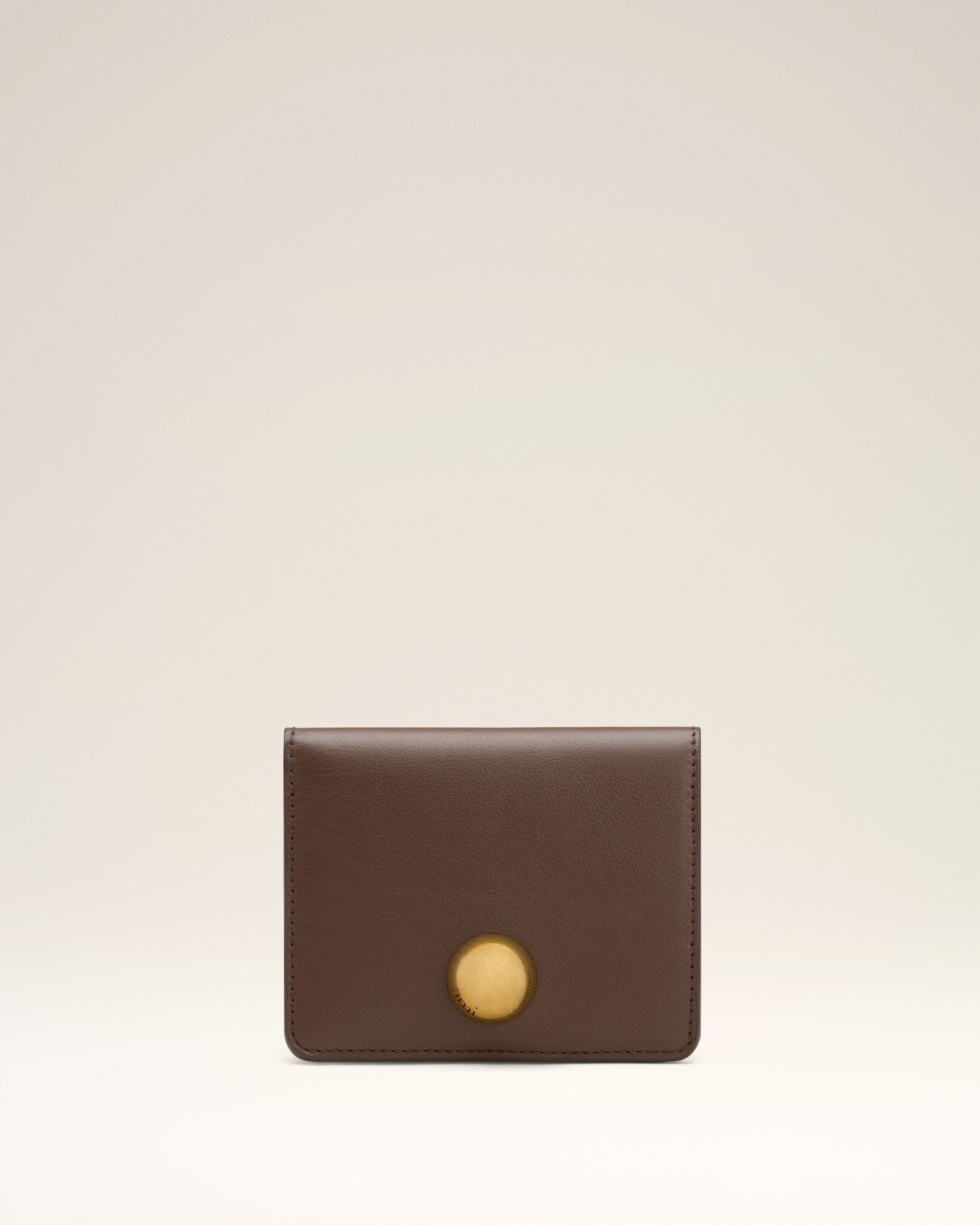 BROWN SMOOTH LEATHER CARROUSEL FOLDED WALLET - 1