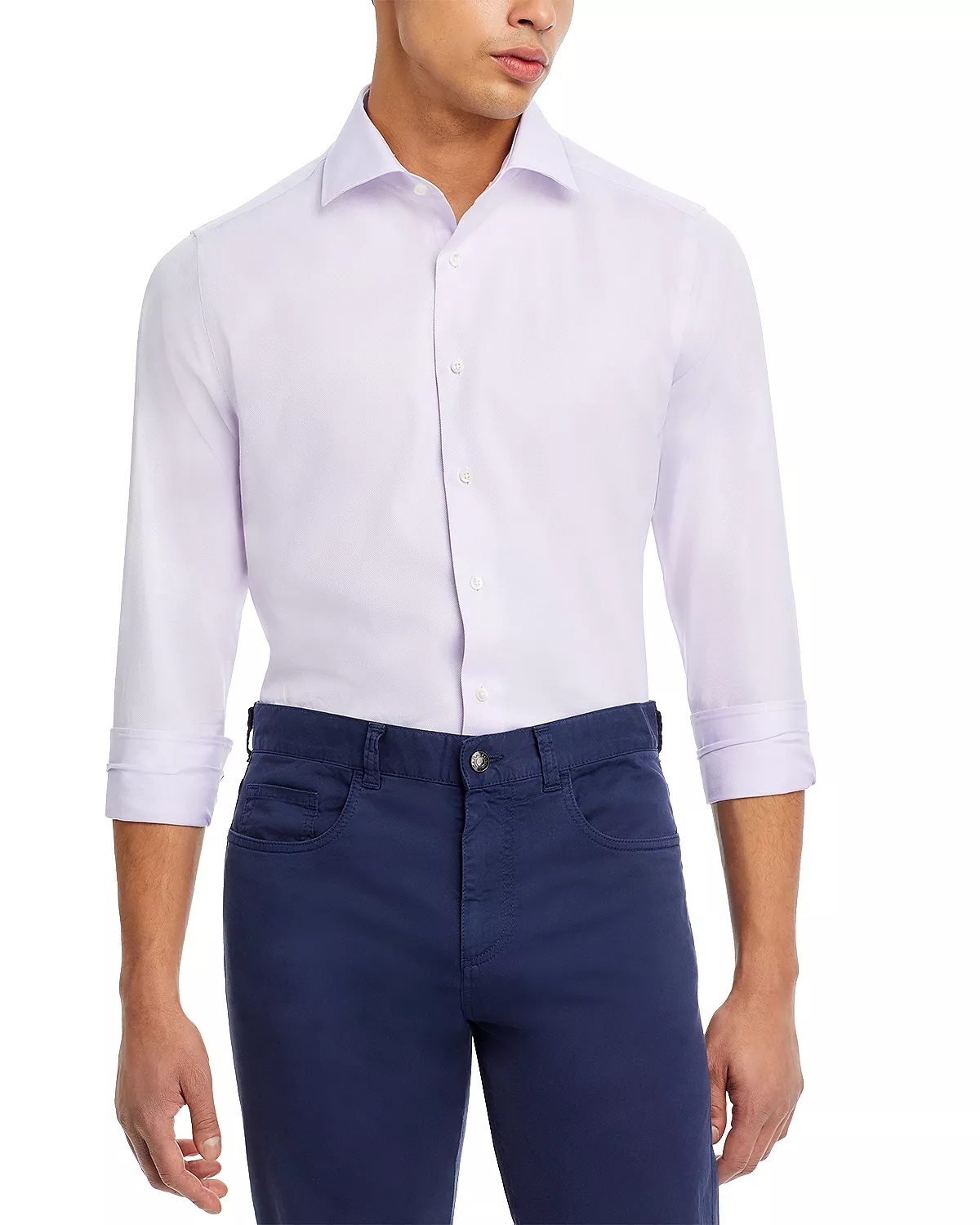 Impeccable Textured Solid Regular Fit Dress Shirt - 1