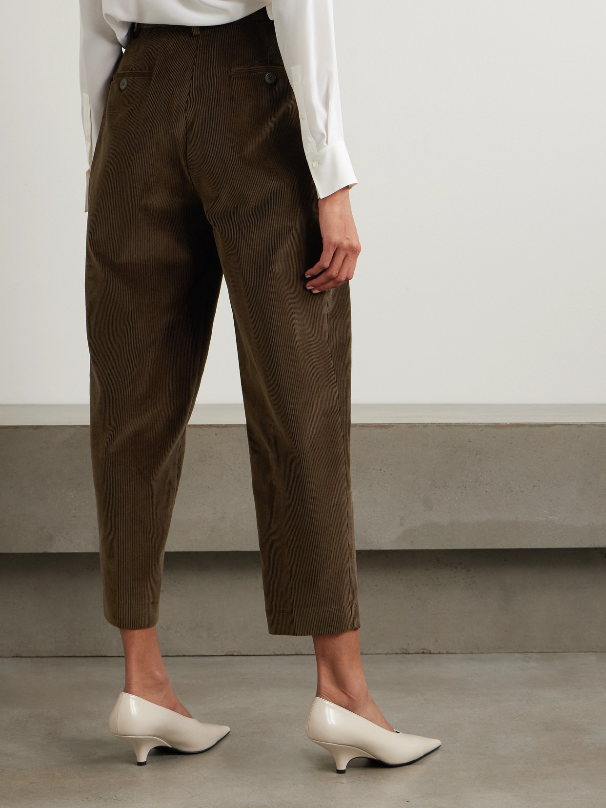 Emmett Pleated Cotton-corduroy Tapered Pants - 3