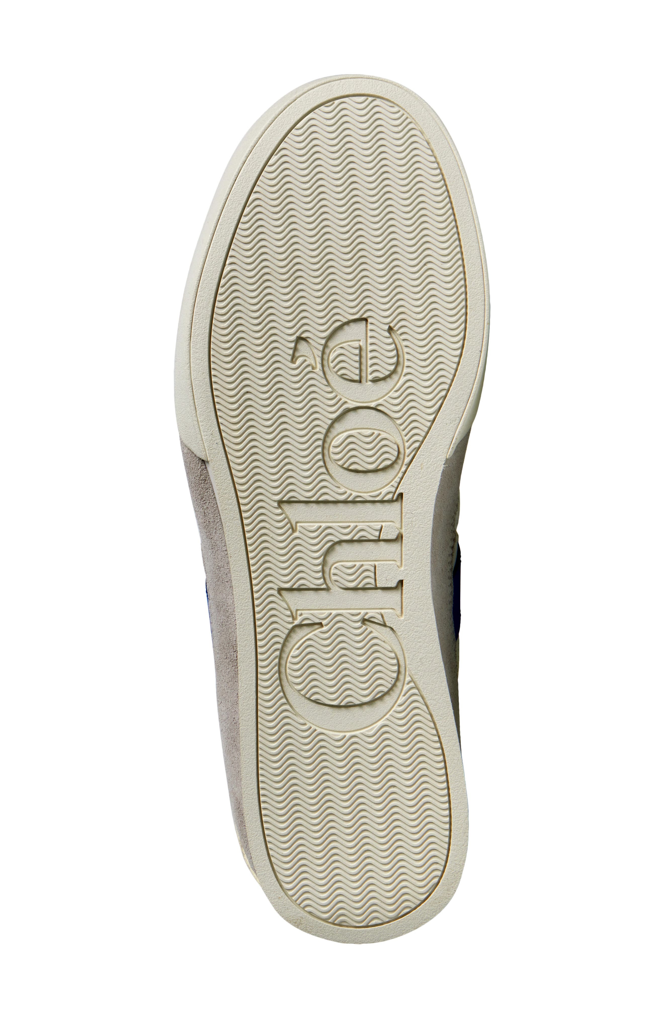 Chloé Kick Leather & Mesh Sneaker in White/Blue at Nordstrom - 6