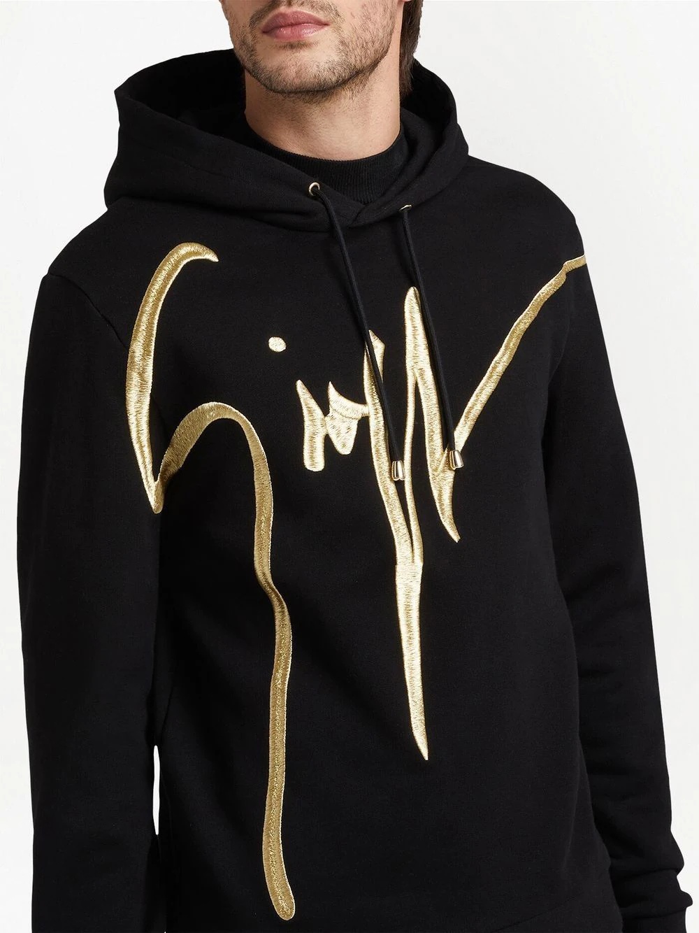 embroidered-logo cotton hoodie - 4