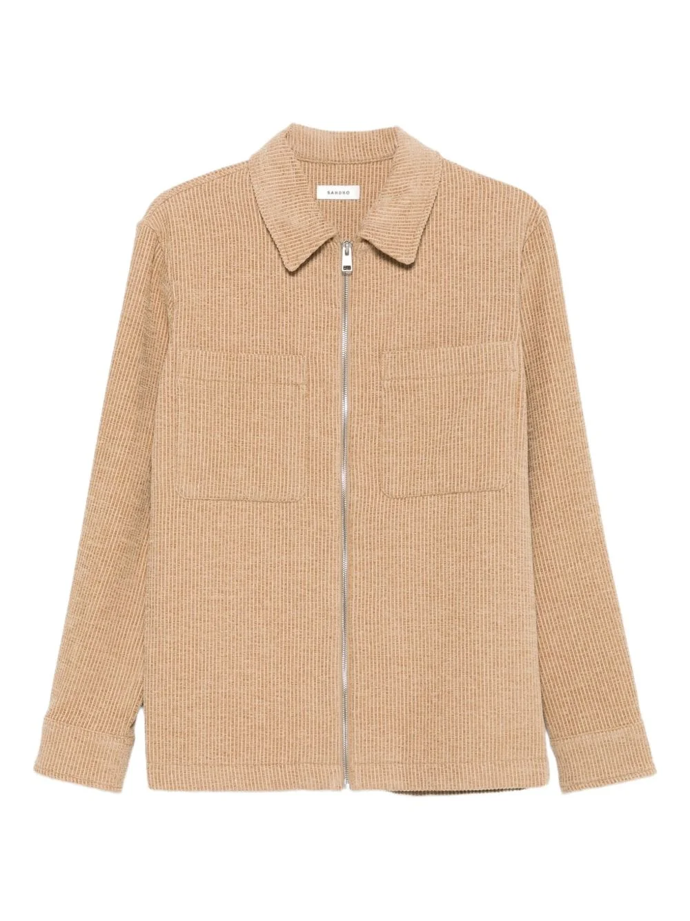 ribbed zip-front shirt jacket - 1