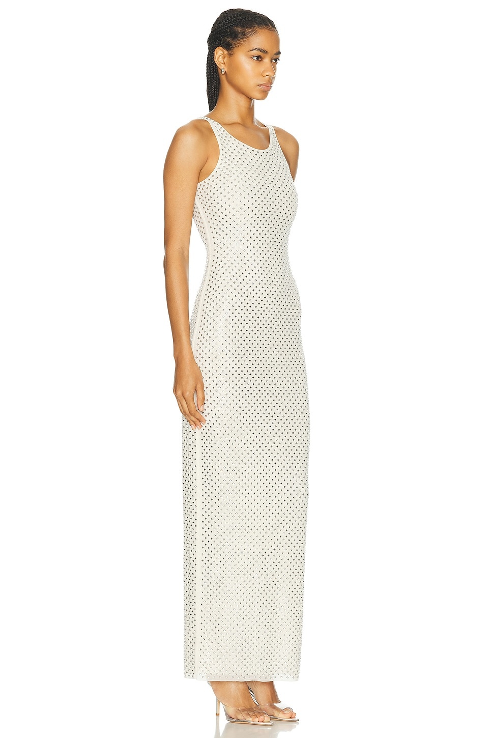 Mesh Rhinestone Maxi Dress - 2