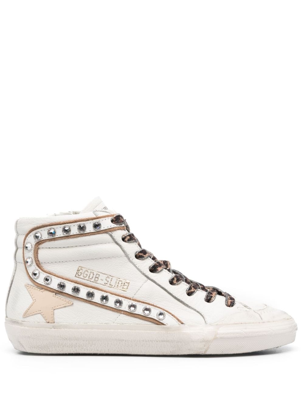 Slide crystal-embellished hi-top sneakers - 1