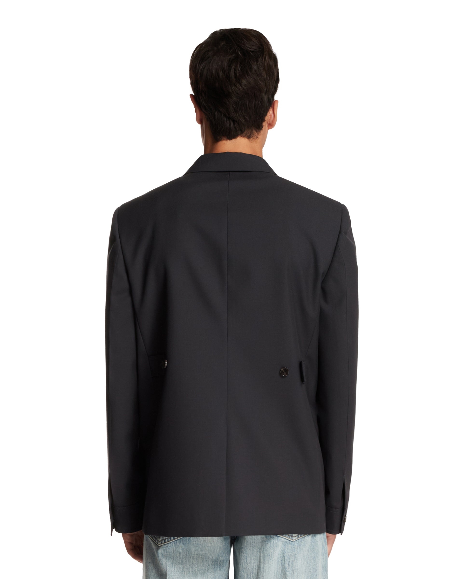 Gray Wool Twill Single-Breasted Jacket - 3