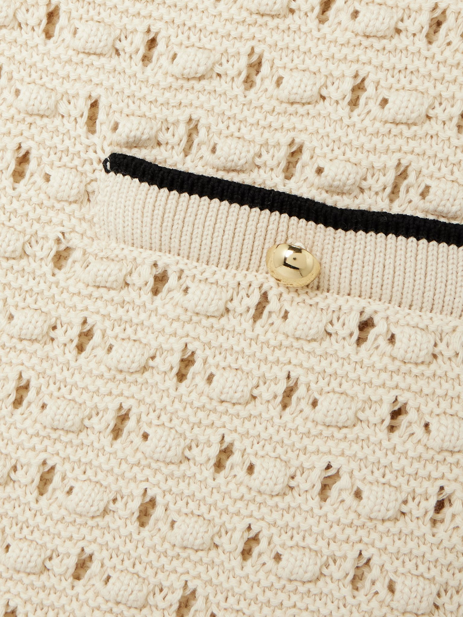 The Bauble piped open-knit cotton mini dress Cream - 4