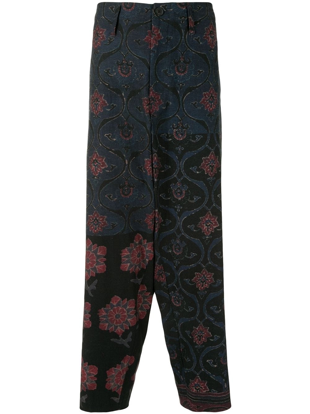 floral embroidered trousers - 1