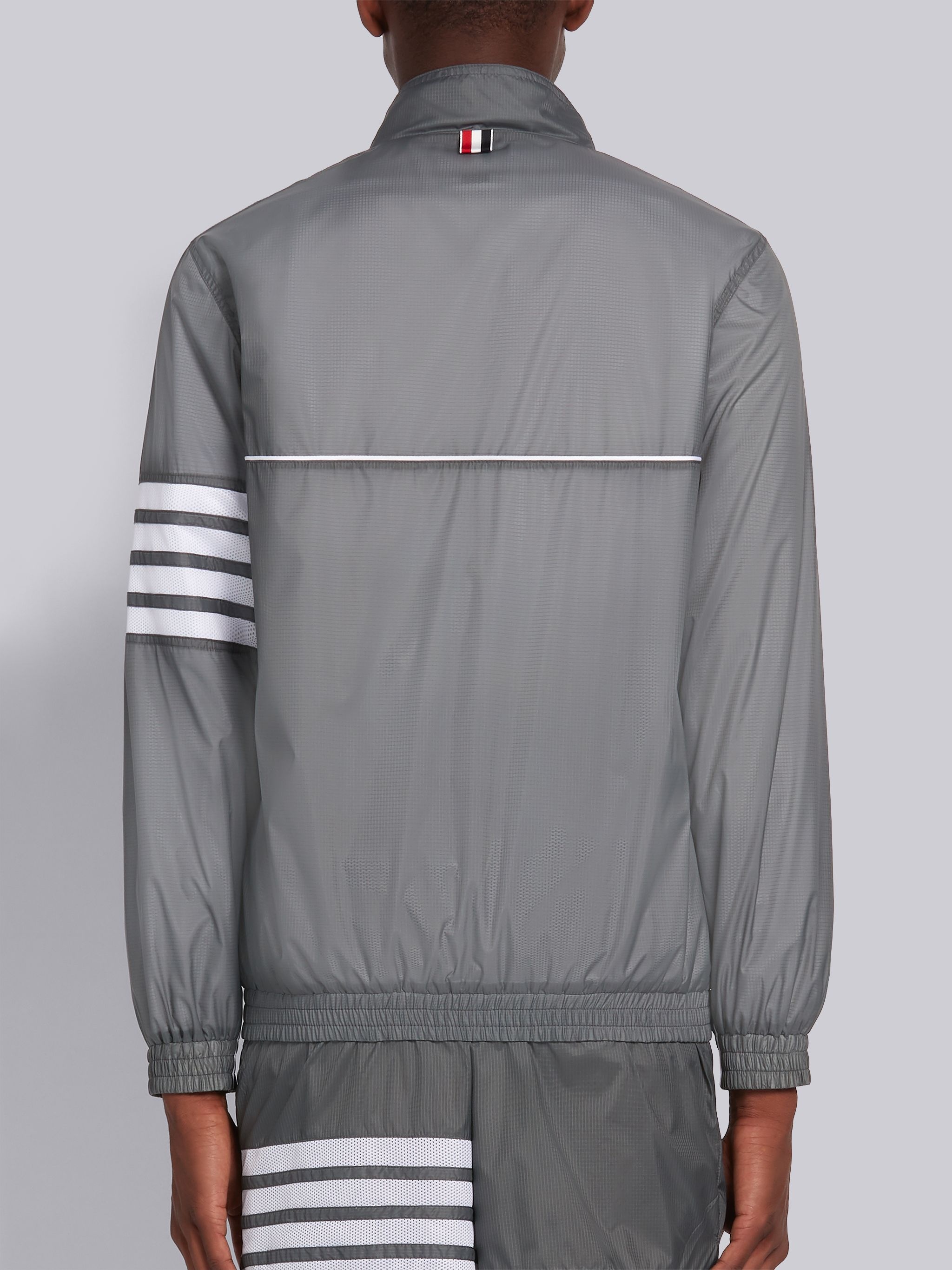 Silver Sheer Ripstop Oversized 4-Bar Zip-up Jacket - 3