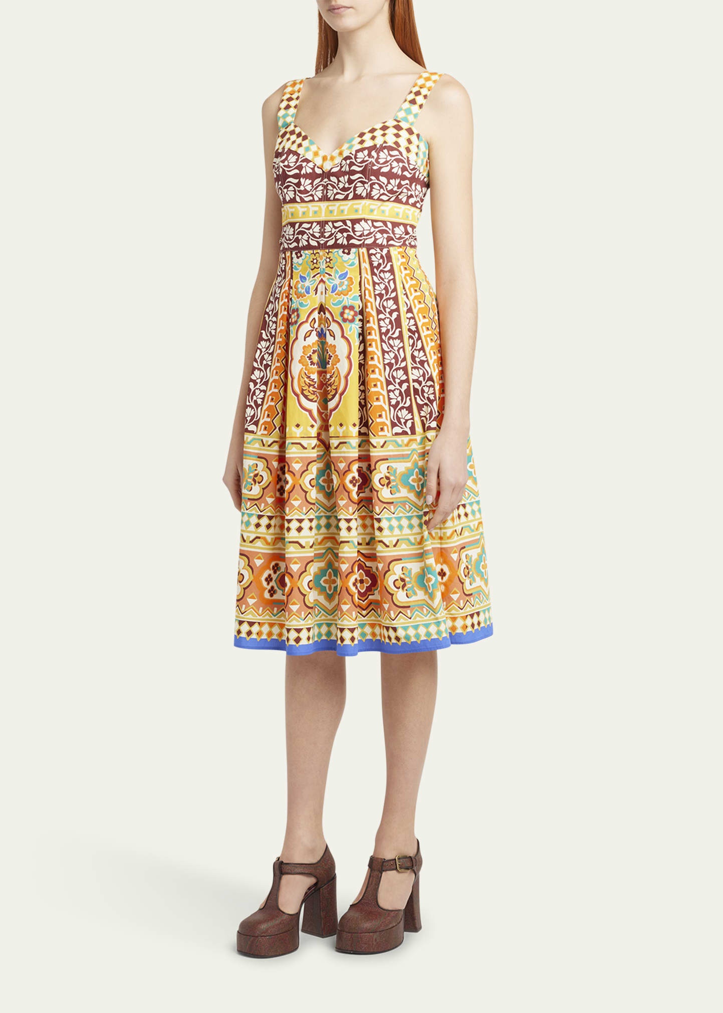 Sleeveless Pleated Poplin Midi Dress - 4