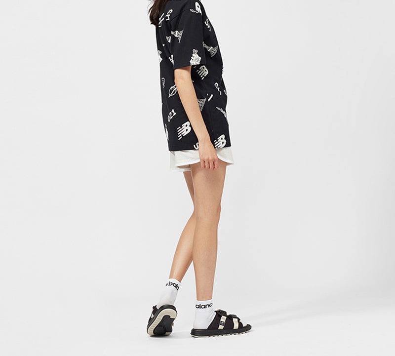 New Balance Printing Short Sleeve Couple Style Black AMT02372-BK - 3