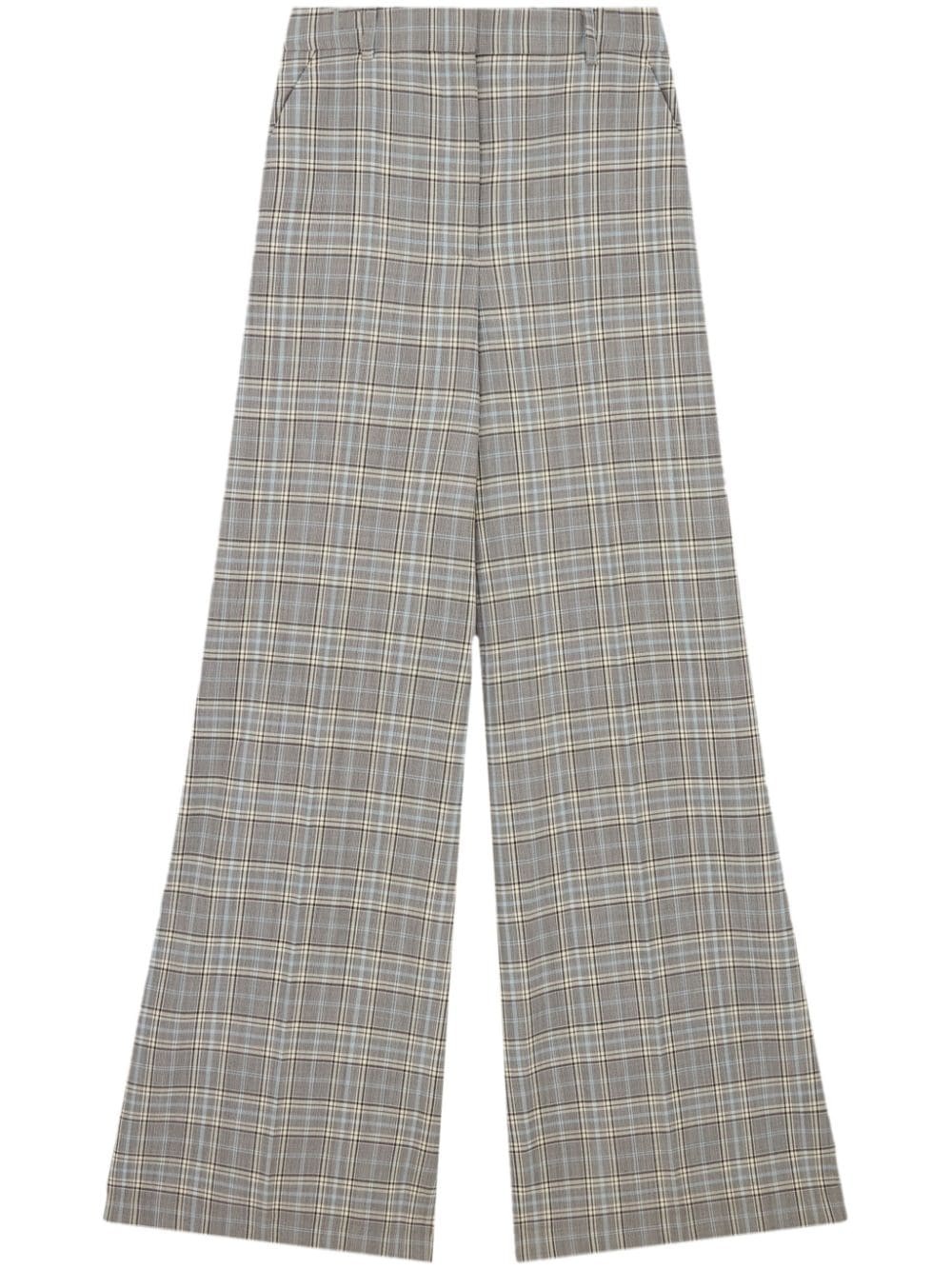 checked flared wool trousers - 1