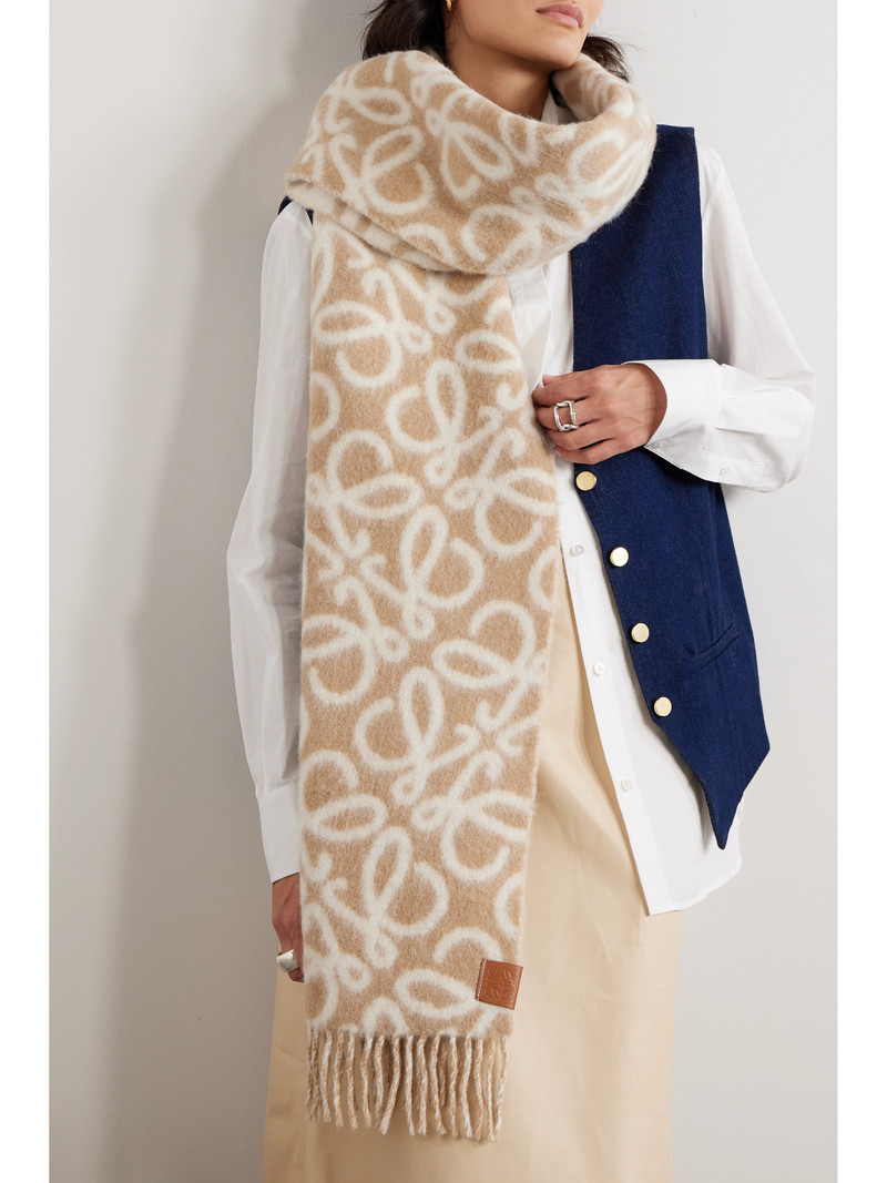 Loewe Fringed Jacquard-knit Scarf outlook