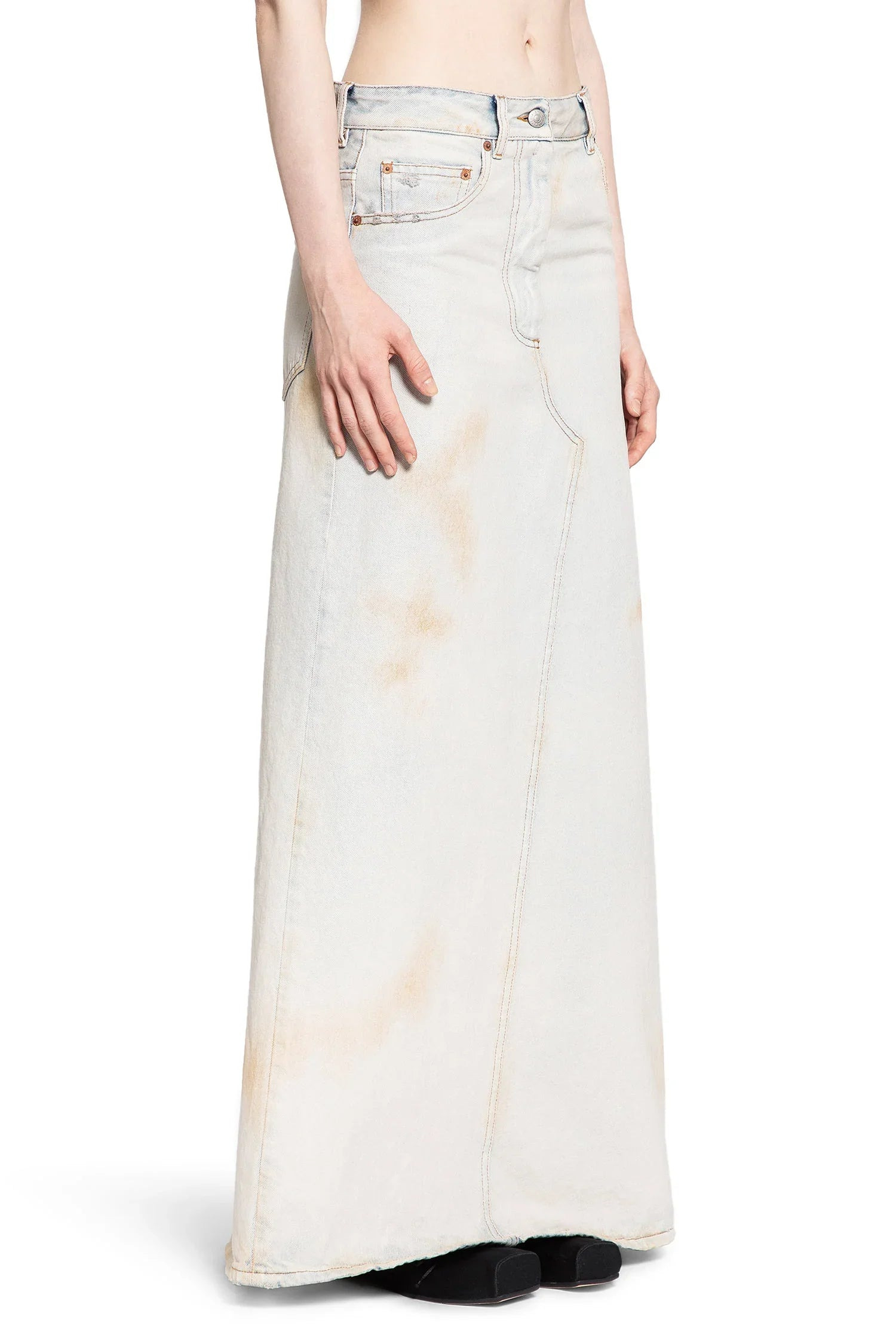 Long-Bleached-Denim-Skirt - 2