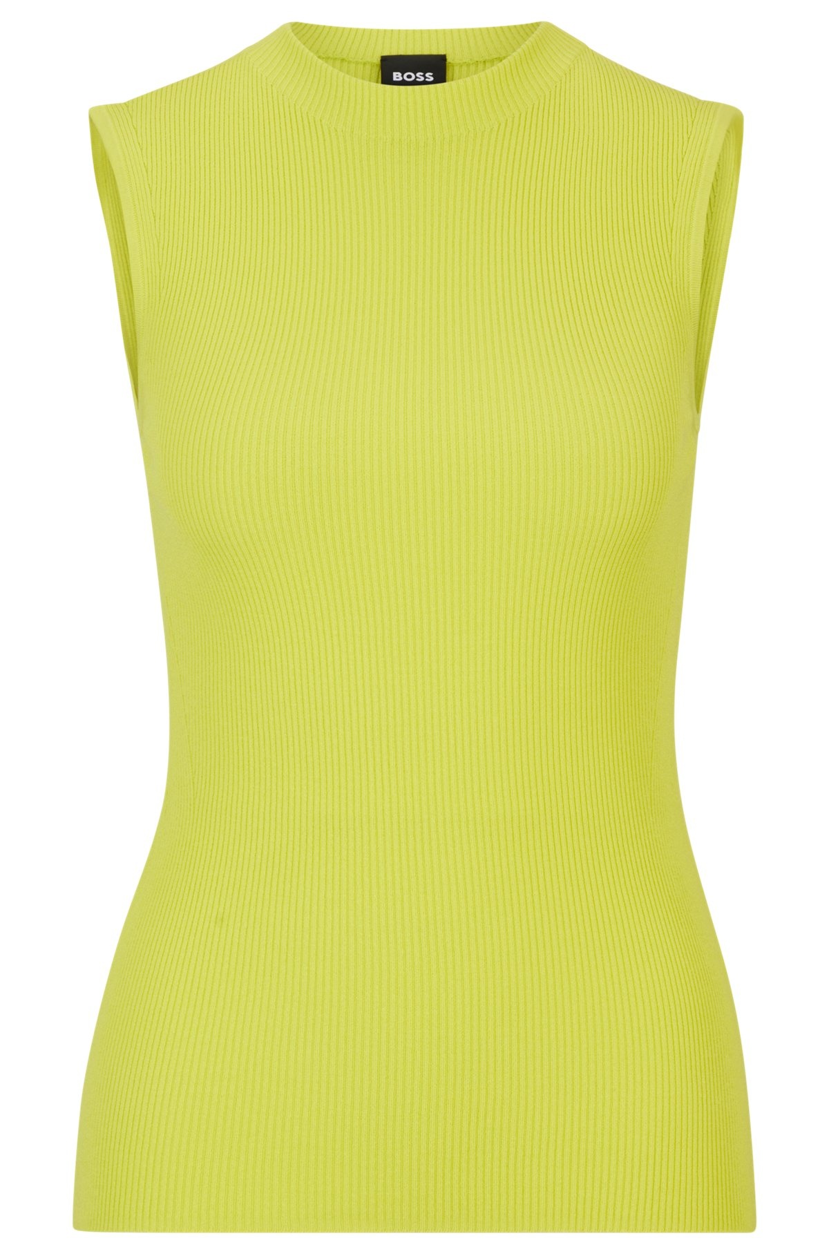 SLEEVELESS MOCK-NECK TOP IN RIBBED FABRIC - 1
