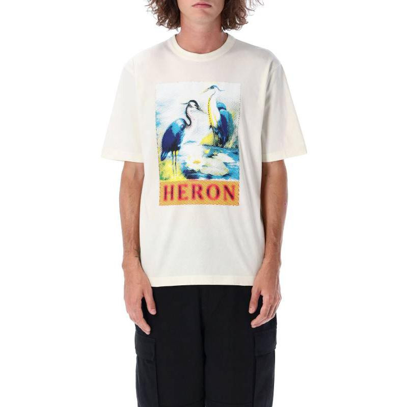 HERON PRESTON FW22 Halftone Heron T-shirt 'White Navy Blue' HMAA032F22JER0140146 - 3