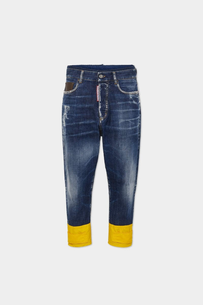 DARK EASY RIPPED WASH FISHERMAN BOTTOM CUFFS JEANS 1