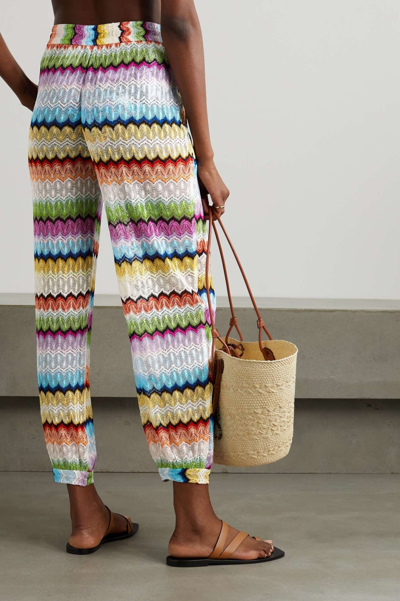 Striped crochet-knit track pants - 3