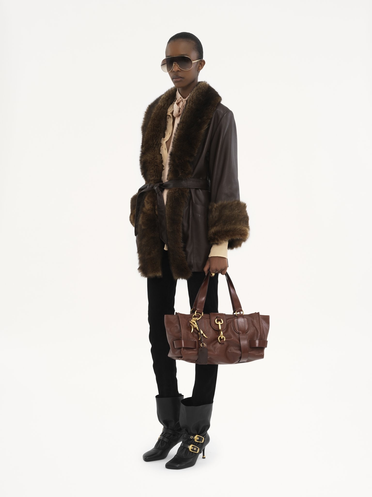 BELTED OVERSIZED COAT IN LEATHER - 3