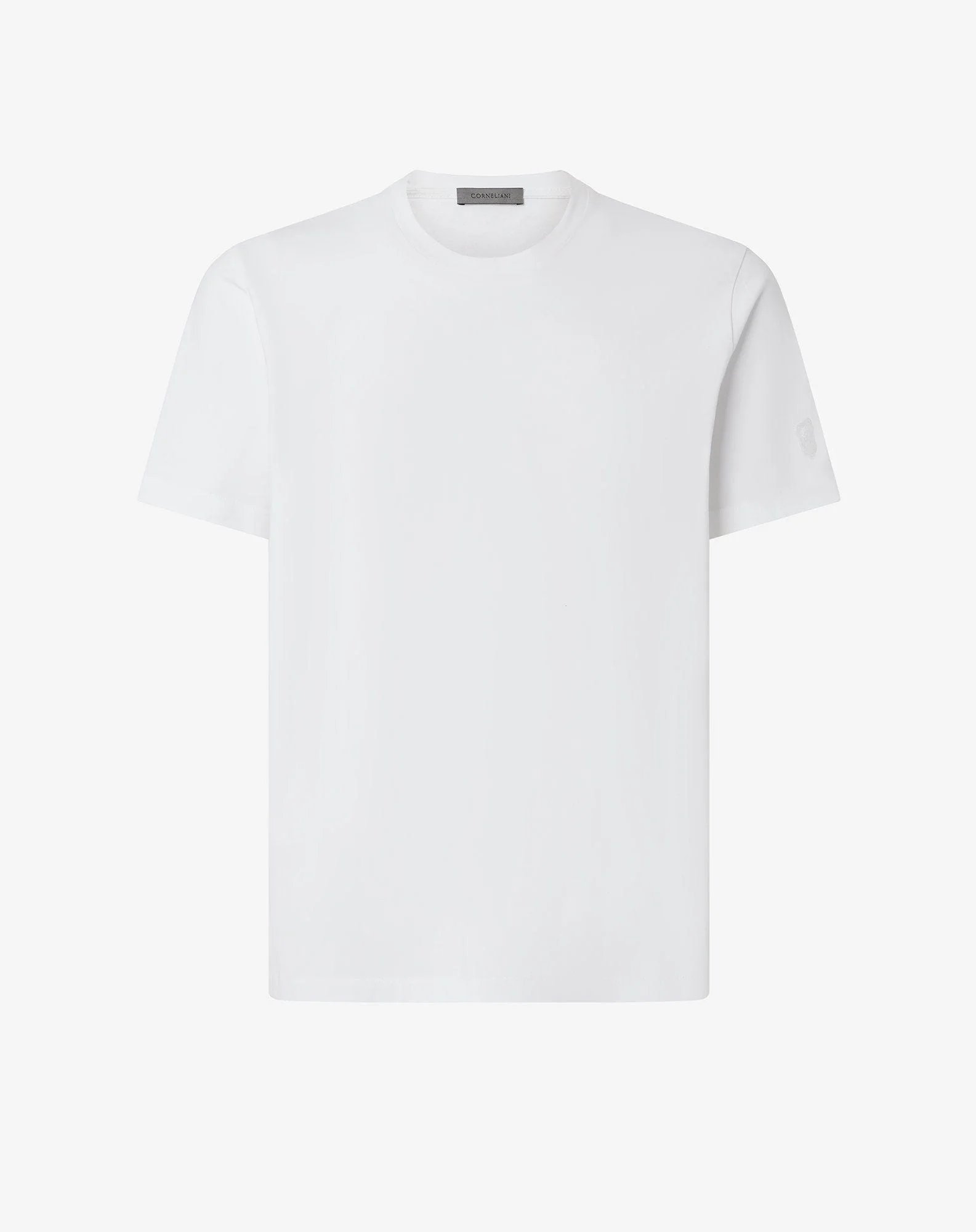 White crew neck stretch cotton jersey t-shirt - 1