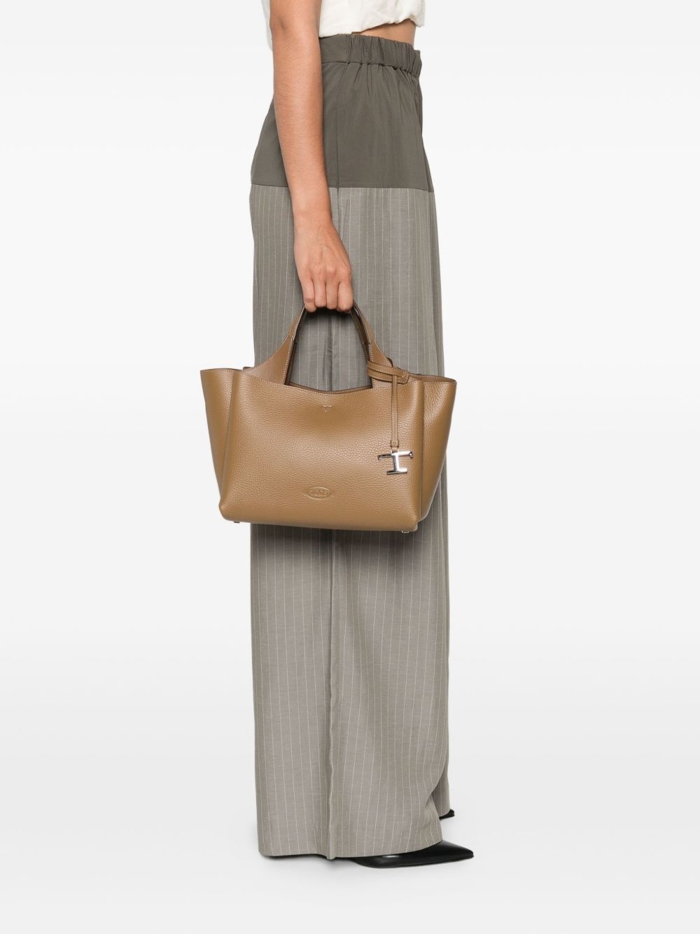 leather T-detail tote bag - 2