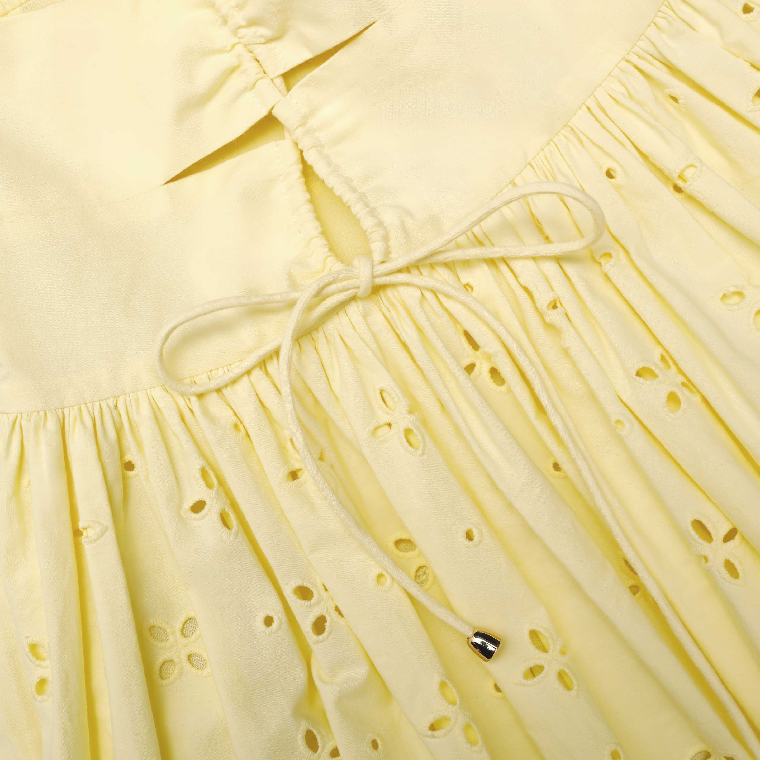 Yellow Cotton Broderie Midi Dress - 5